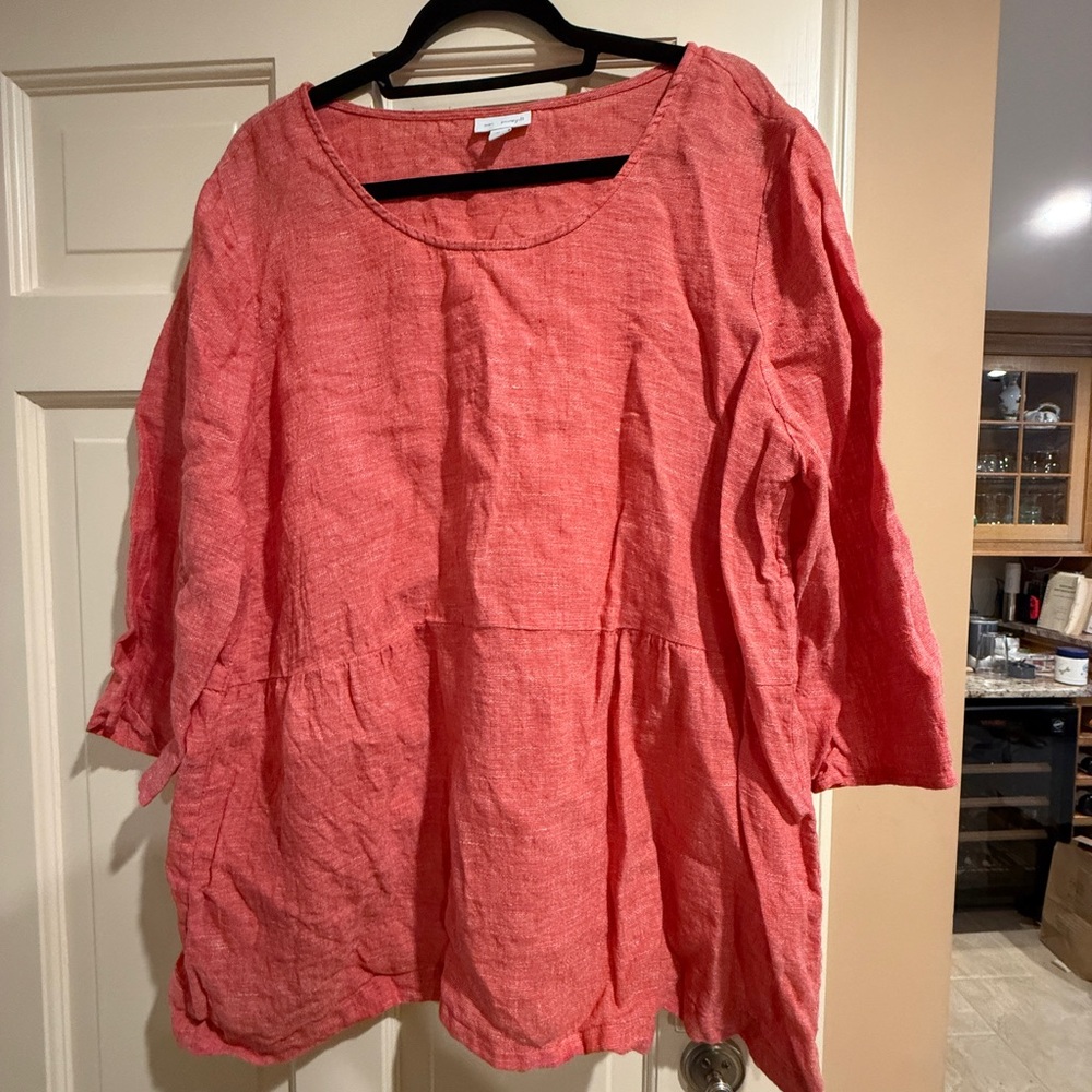 J. Jill linen blouse with 3/4 length sleeves